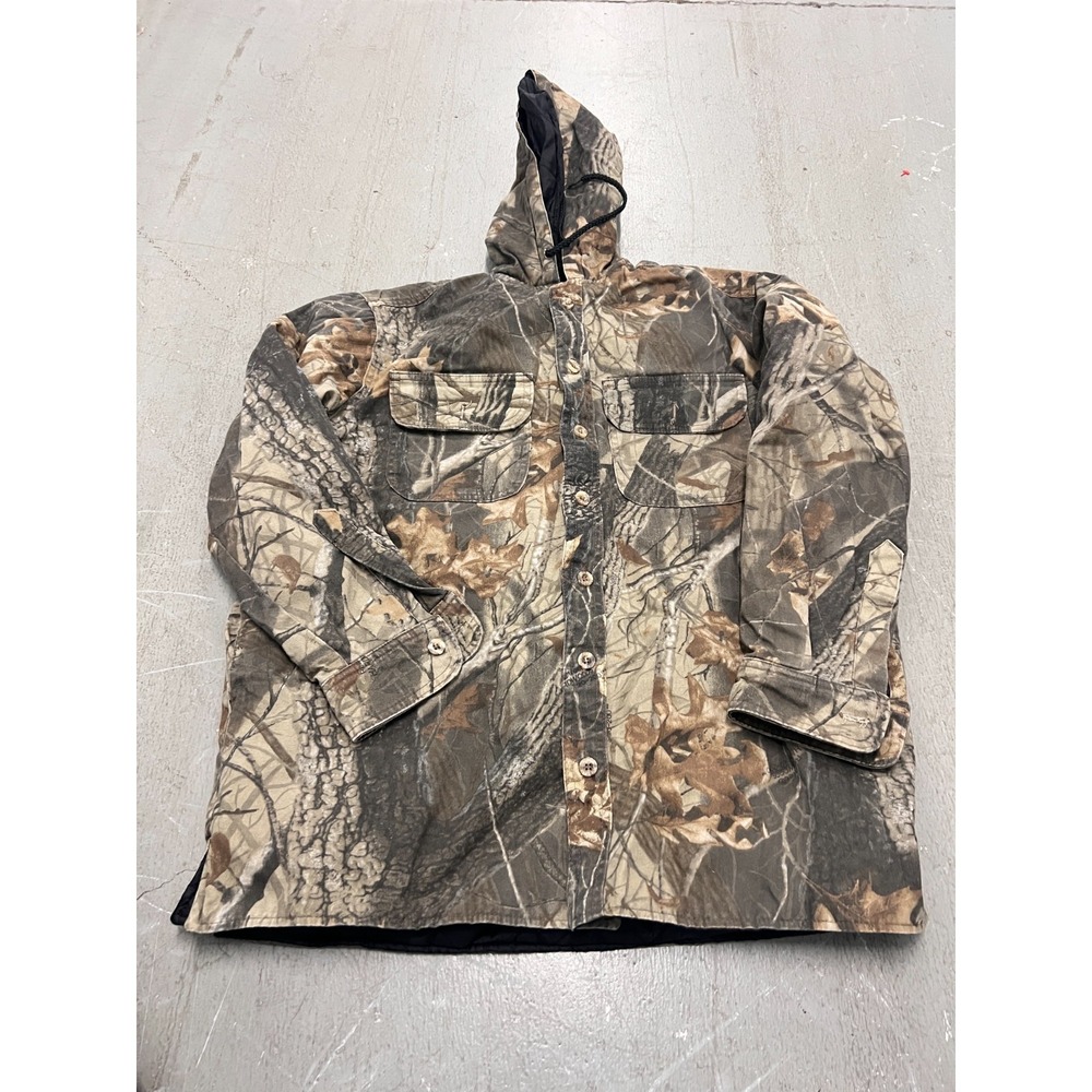 Vintage Duxbak Jacket Men Medium Reg Realtree Camouflage Hooded Workwear Hunting